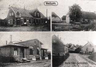 Partier fra Veddum –del af postkortserie udgivet af lokalhistorisk arkiv. Se nye og gamle bybilleder.